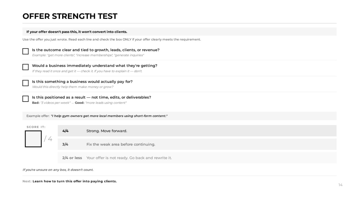 Offer Strength Test
